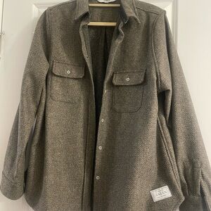 ANIAN Women's Berlino wool Button Down Shirt Jacket